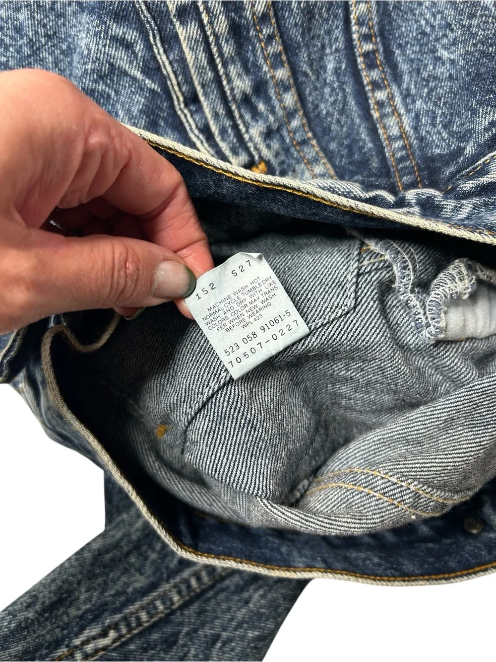 Vintage Levi's Type III 70507 Acid Wash Denim Trucker Jacket USA Small - Picture 12 of 15
